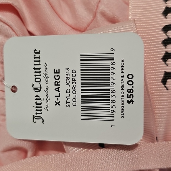 JUICY COUTURE BEADED PINK SLEEPWEAR LOUNGEWEAR 3 PIECE GIFT SET XLG - Picture 3 of 3